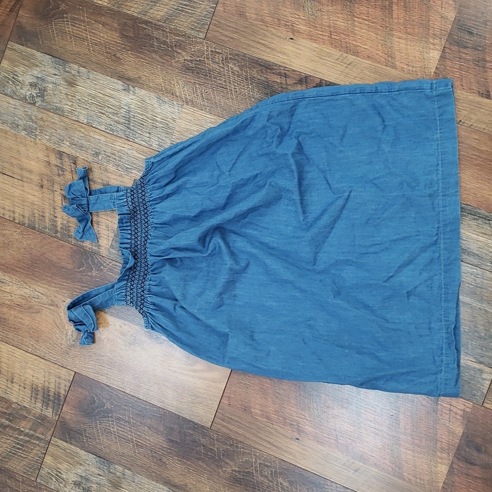 Crown & Ivy Blue Cotton Chambray Sleeveless Dress, Size Small